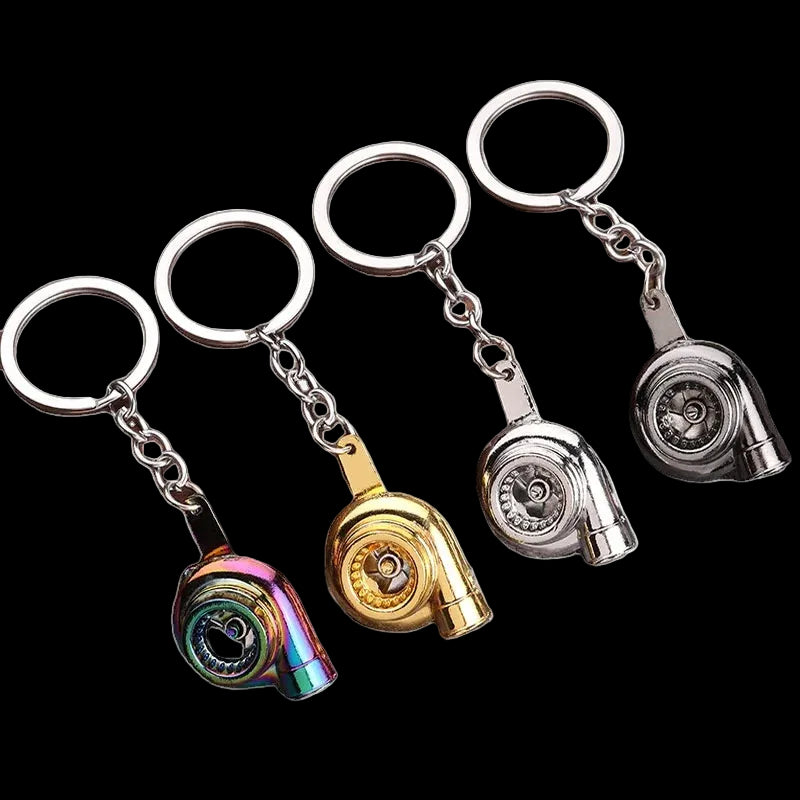 Creative Multicolor Turbo Chain Auto Part Key Ring Bearing Spinning Turbine Turbocharger Metal Keychains Car Parts Keyring
