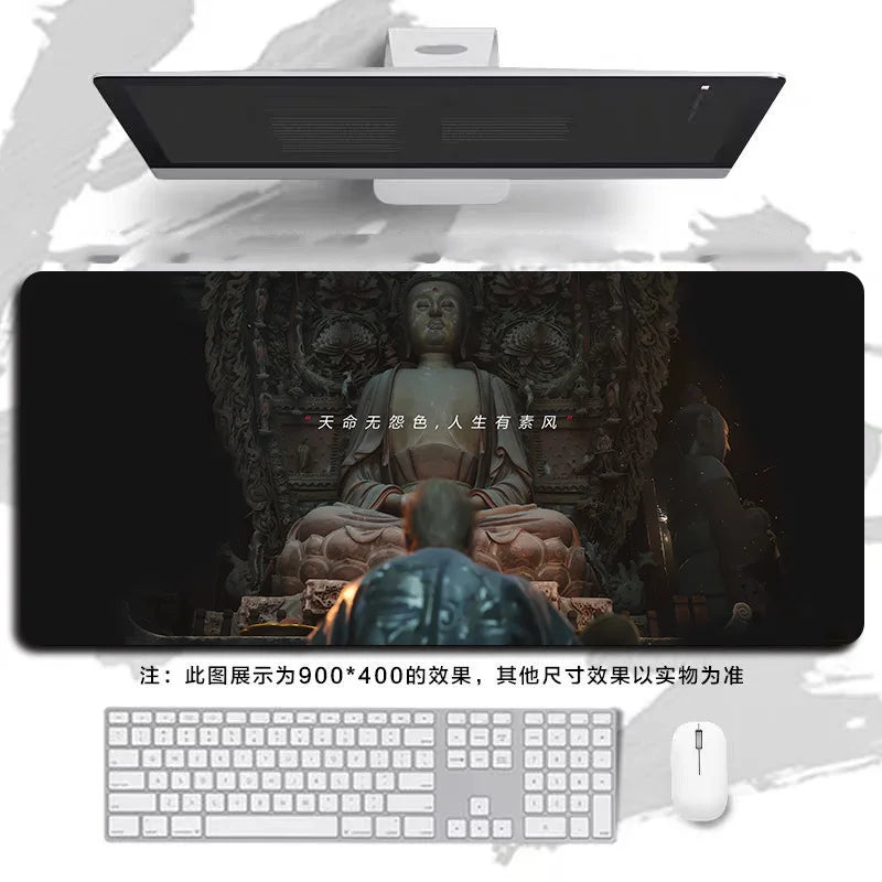 New Black Myth Wukong Heated Large Size Gaming Mouse Pad Wrist Rest Non-Slip Waterproof Cartoon Natural Rubber Radiation