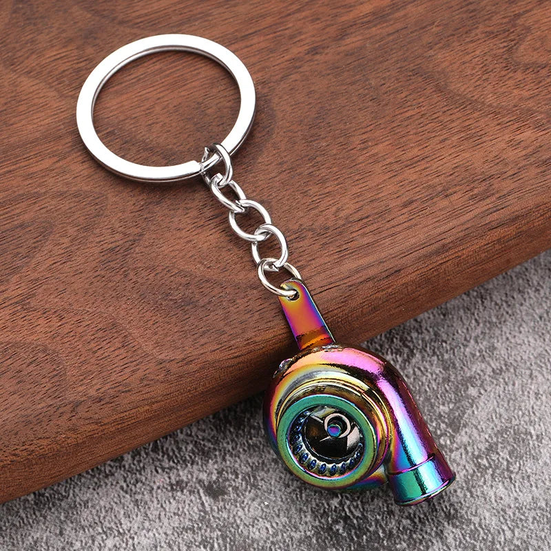 Creative Multicolor Turbo Chain Auto Part Key Ring Bearing Spinning Turbine Turbocharger Metal Keychains Car Parts Keyring