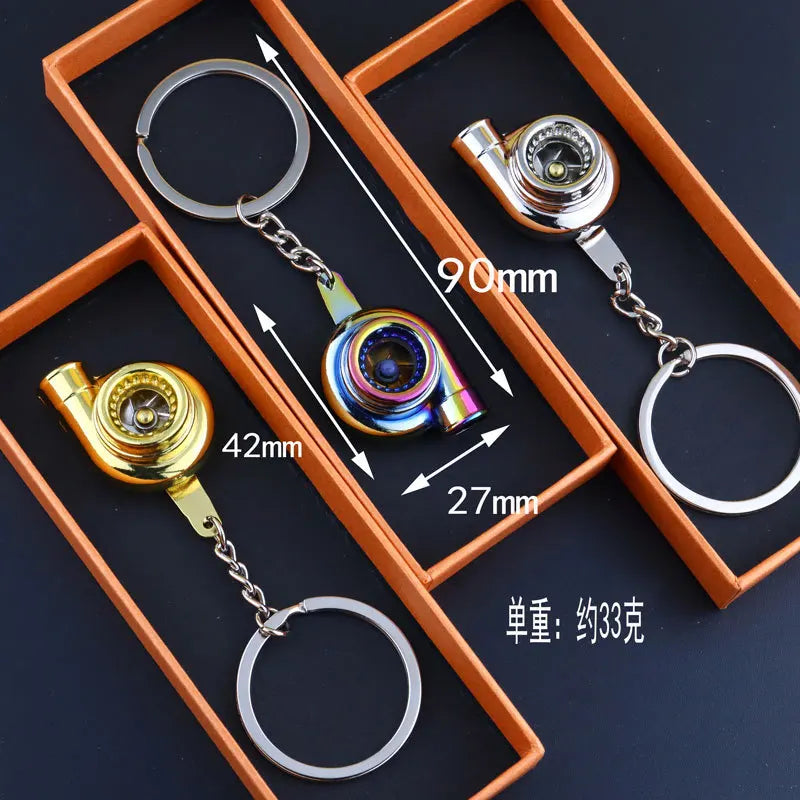 Creative Multicolor Turbo Chain Auto Part Key Ring Bearing Spinning Turbine Turbocharger Metal Keychains Car Parts Keyring