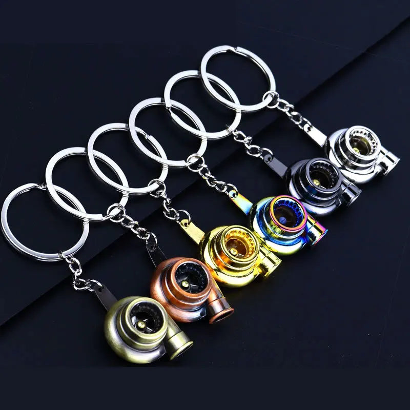 Creative Multicolor Turbo Chain Auto Part Key Ring Bearing Spinning Turbine Turbocharger Metal Keychains Car Parts Keyring