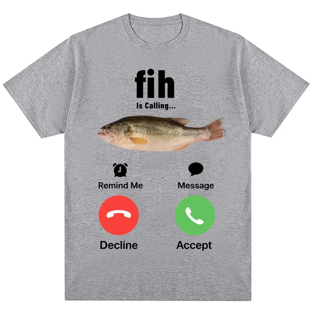 Divertida camiseta FIH is calling mee mujeres humorísticas moda camiseta de alta calidad casual
