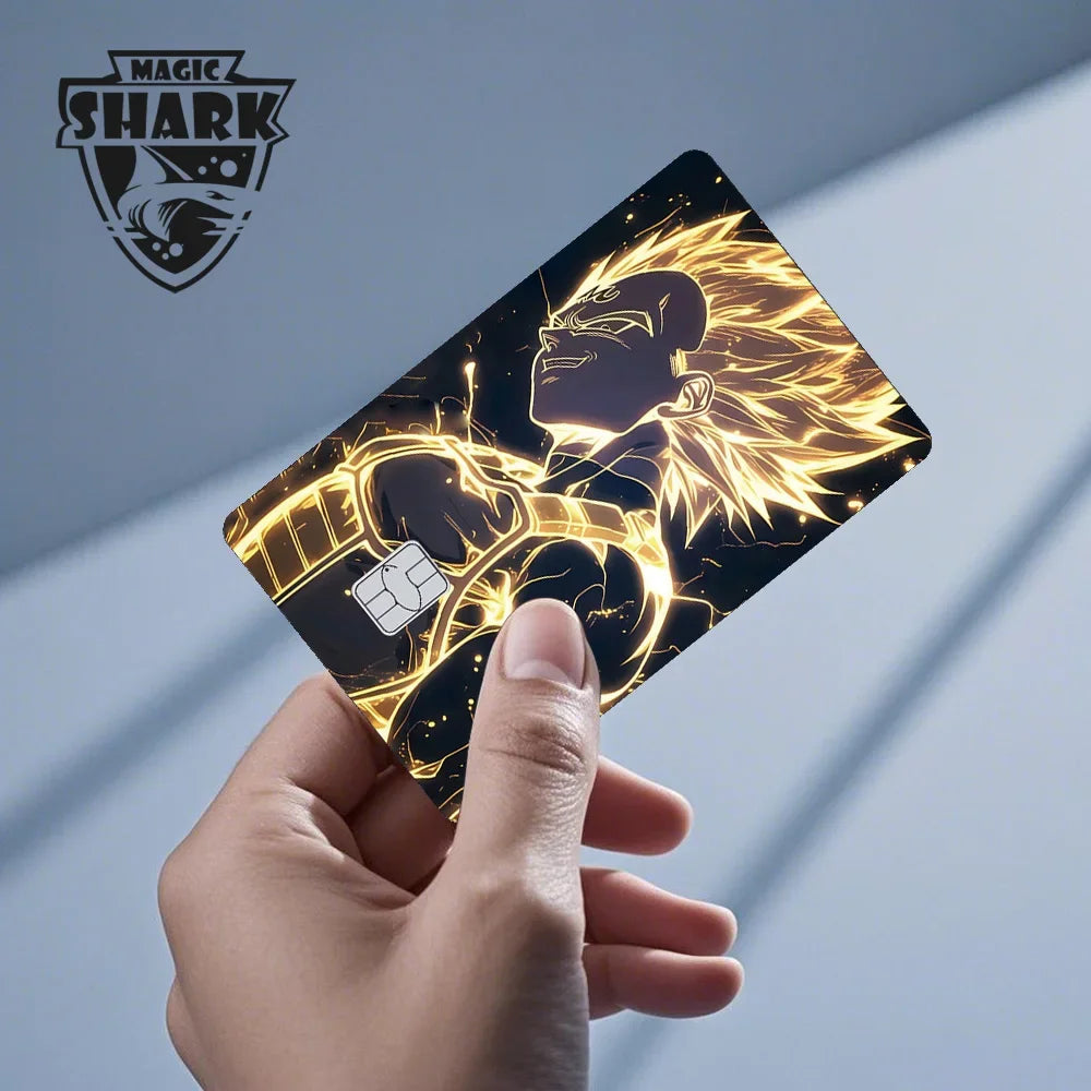 Magic Shark Anime Goku Vegeta Trunks Laser Holographic Shinny Skin Cover Sticker Film for Debit Credit Card