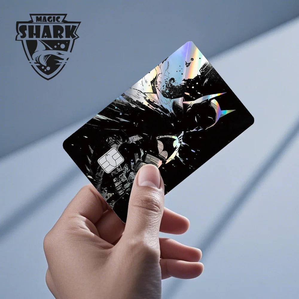 Magic Shark Heros Bat-mans Super-mans Knight Holographic Shinny Film Sticker Cover Skin for Debit Credit Card