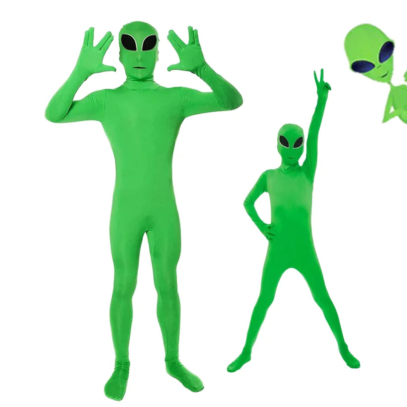 Adult ET Alien Cosplay Costume Zentai Jumpsuits Halloween Carnival Masquerade Bodysuit Suit Green ET Alien Mascot