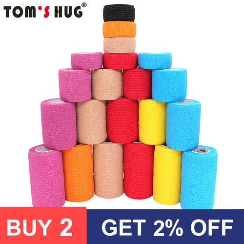 18 Colors Colorful Athletic Wrap Tape Self Adhesive Elastic Bandage Bands Sports Protector For Knee Finger Ankle Palm Pet