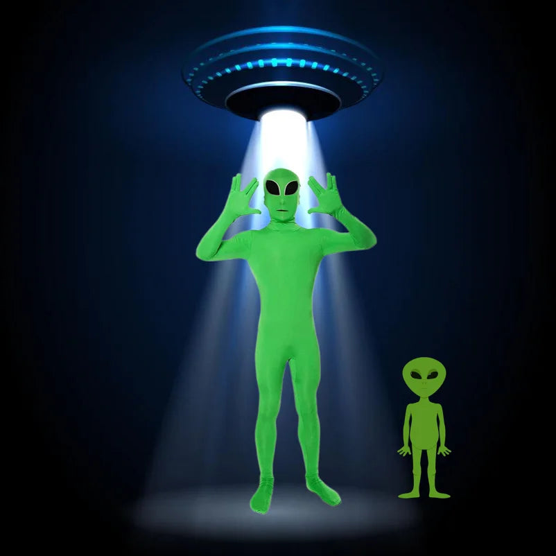 Adult ET Alien Cosplay Costume Zentai Jumpsuits Halloween Carnival Masquerade Bodysuit Suit Green ET Alien Mascot