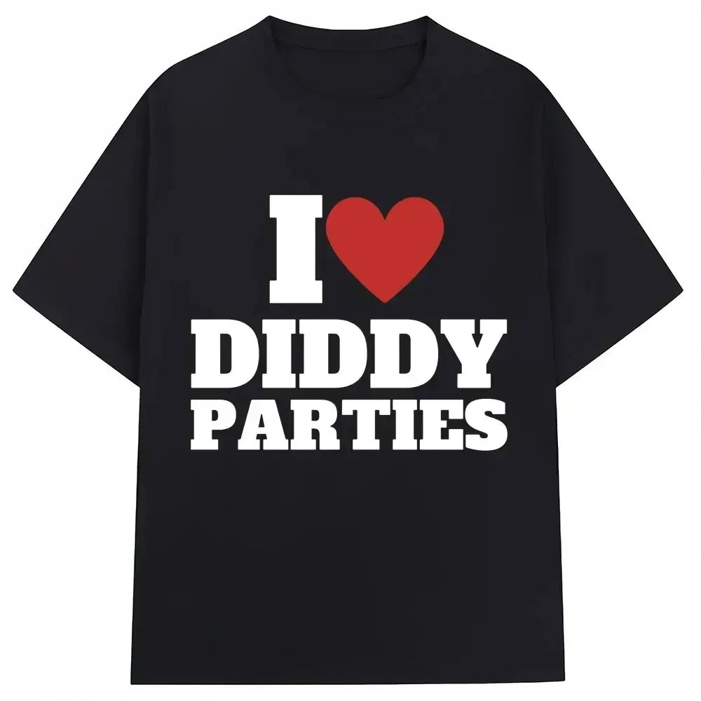 Camiseta con estampados interesantes de I love Diddy parties novedad crea camiseta de manga de moda femenina
