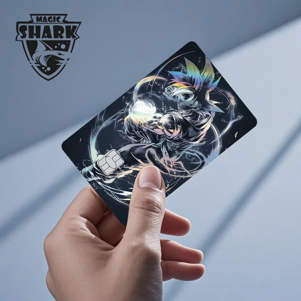 Magic Shark Anime Goku Vegeta Trunks Laser Holographic Shinny Skin Cover Sticker Film for Debit Credit Card
