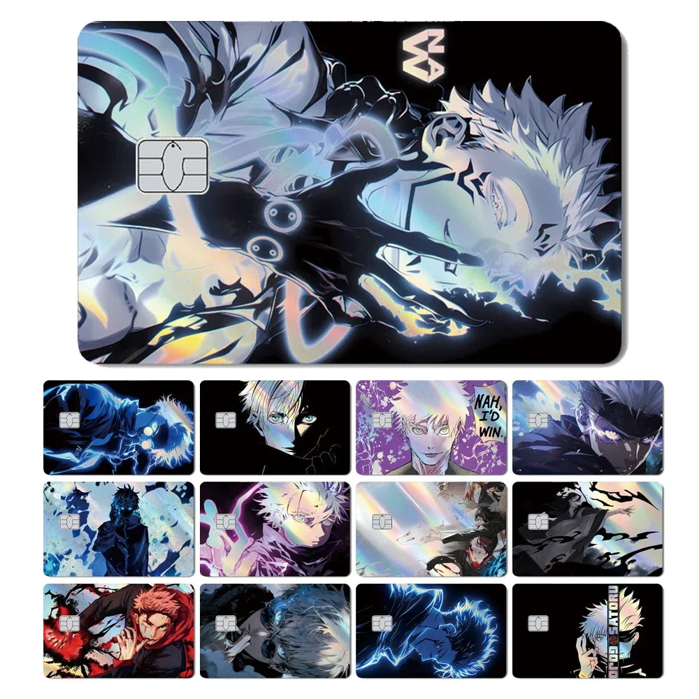 100% New Anime Jujutsu Kaisens Gojo Holographic Laser Shinny Front Credit Debit Bank Card Sticker Film Skin Cover