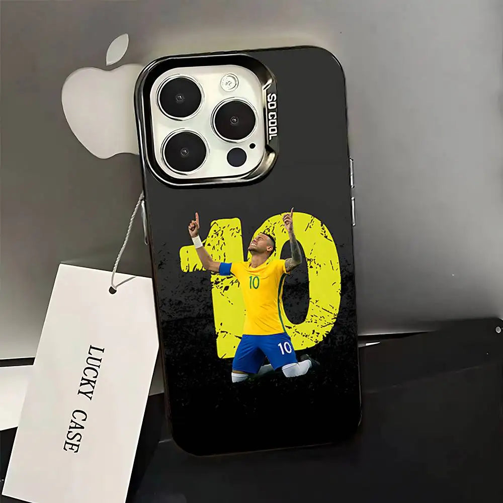 Football 10 For N-NeYmAr Phone Case For iPhone 16,15,14,13,12,11,Pro,XS,Max,Plus,Mini,SE Black Candy Matte Shockproof Cover