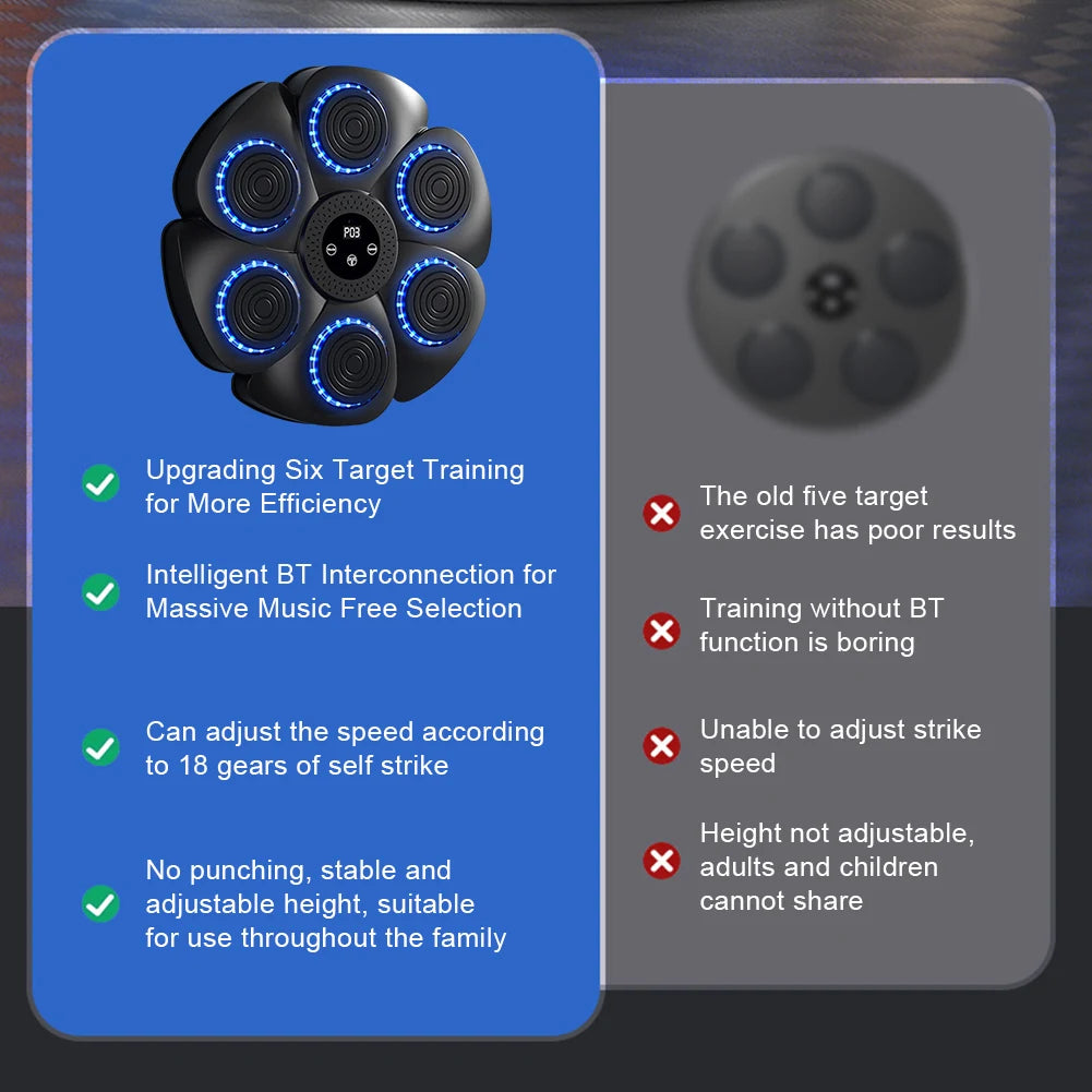 Bluetooth Music Boxing Machine RGB Light Smart Fitness Boxing Bag Muay Thai Sandbag Training Punching Equipment for Kids Adults