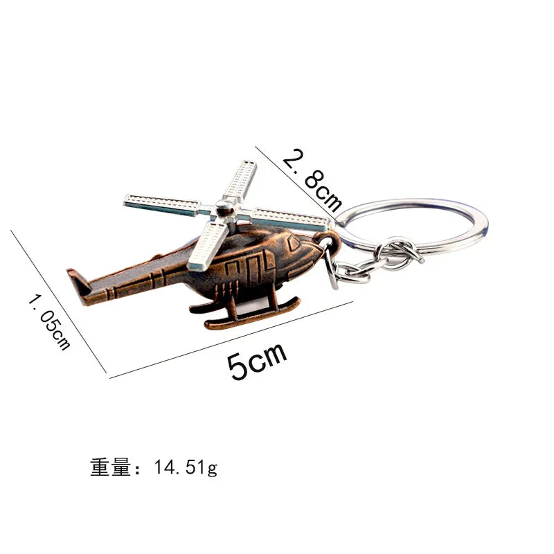 Creative Helicopter Keychain Metal Combat Aircraft Model Keyring Fashion Car Key Waist Buckle Pendant For Men Teens Pilot Gifts