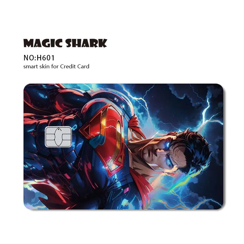 Magic Shark Heros Bat-mans Super-mans Knight Holographic Shinny Film Sticker Cover Skin for Debit Credit Card