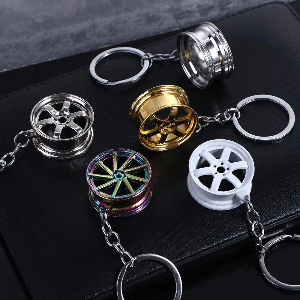Creative Alloy Car Wheel Keychain Wheel Hub Mini Tire Rim Key Holder Keyring INS All-match