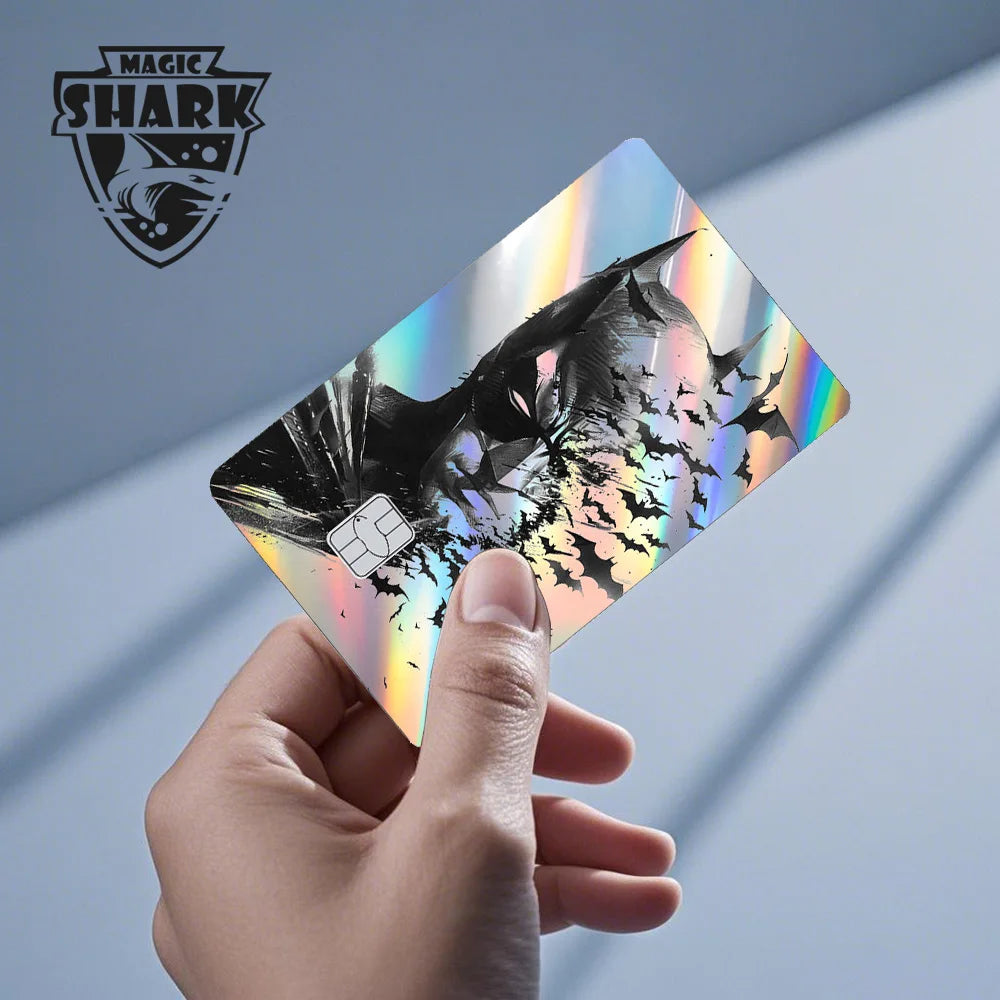 Magic Shark Heros Bat-mans Super-mans Knight Holographic Shinny Film Sticker Cover Skin for Debit Credit Card