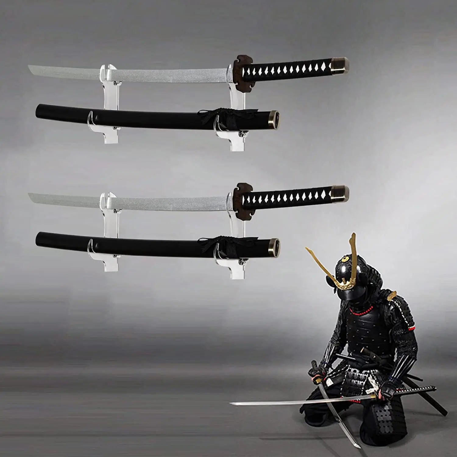 2PCS Acrylic Wall Mount Samurai Sword Stand Holder Rack for Displaying Lightsabers Knives Samurai Sabres Chinese Swords-Staff