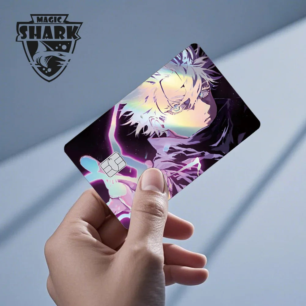 100% New Anime Jujutsu Kaisens Gojo Holographic Laser Shinny Front Credit Debit Bank Card Sticker Film Skin Cover