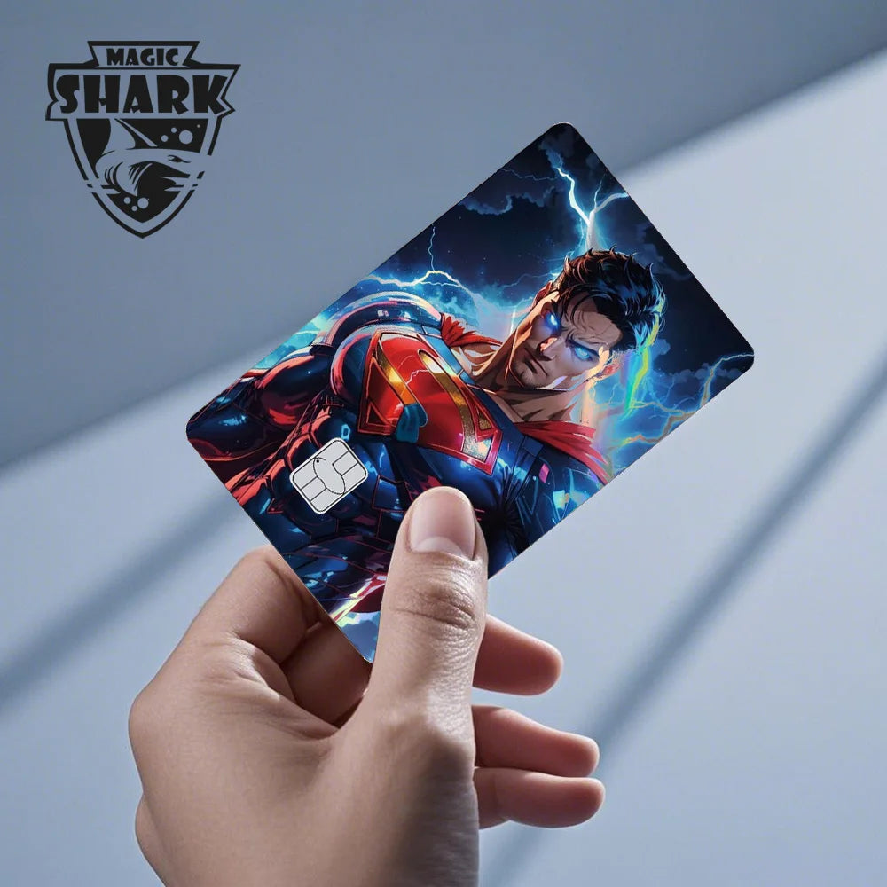 Magic Shark Heros Bat-mans Super-mans Knight Holographic Shinny Film Sticker Cover Skin for Debit Credit Card
