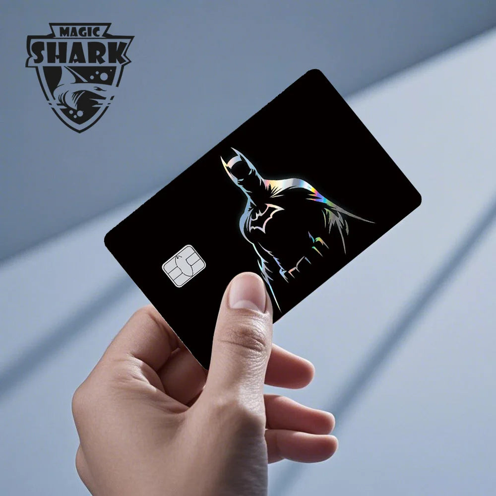 Magic Shark Heros Bat-mans Super-mans Knight Holographic Shinny Film Sticker Cover Skin for Debit Credit Card