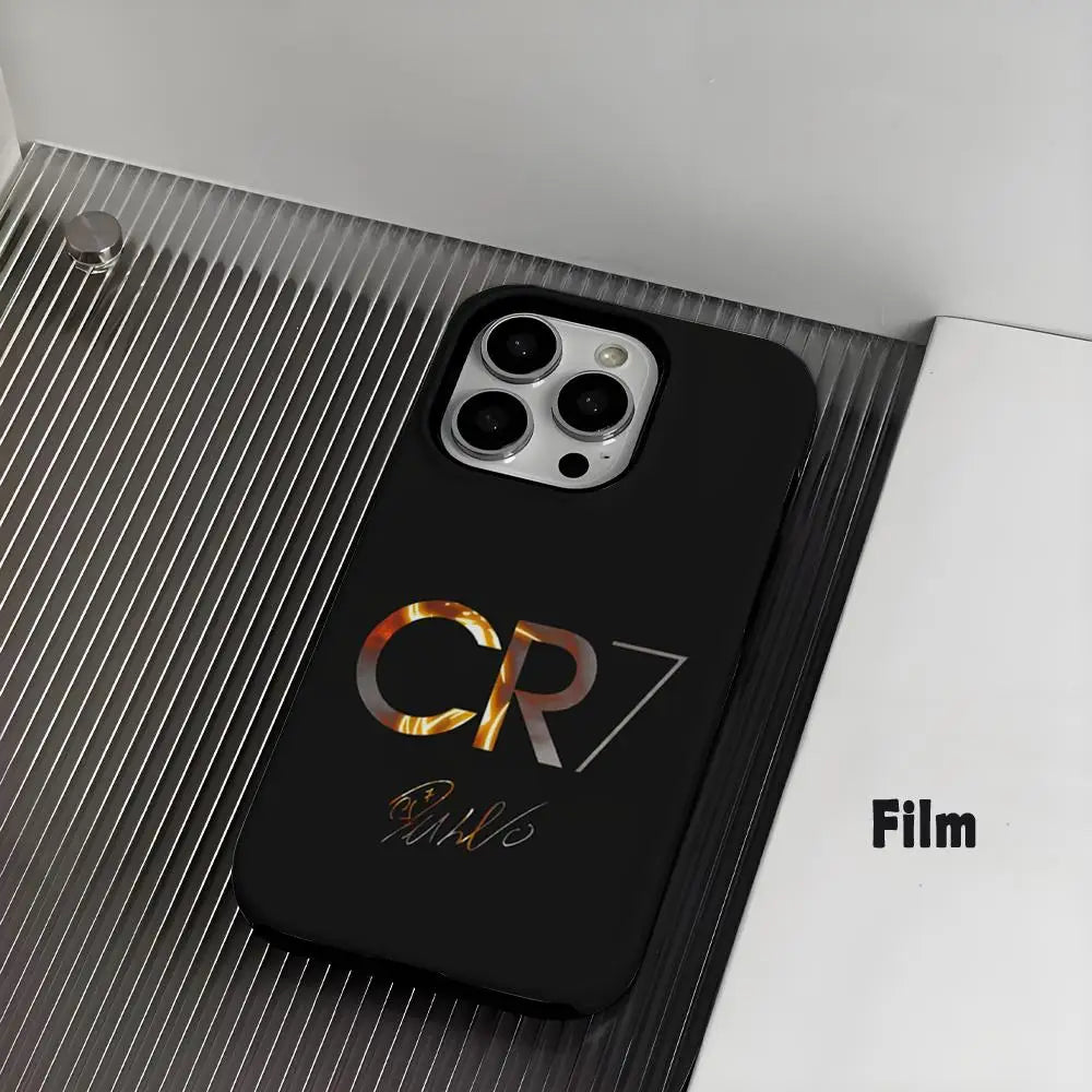 CR7 Cristiano Ronaldo   Phone Case Film for iPhone 16 15 14 13 12 11 Pro Max Plus Luxury Magnetic Double-layer Cover