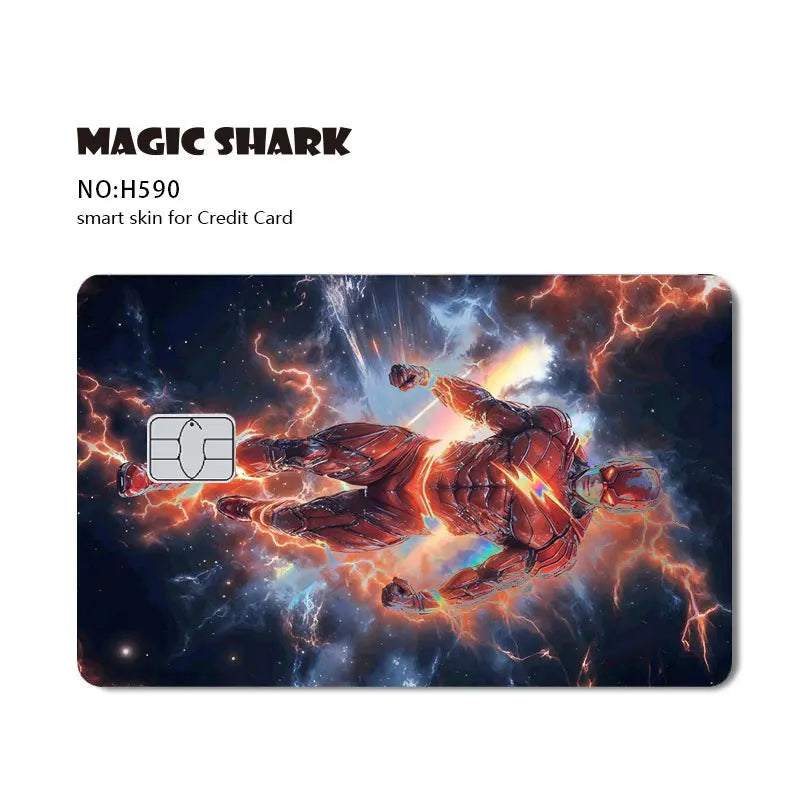 Magic Shark Heros Bat-mans Super-mans Knight Holographic Shinny Film Sticker Cover Skin for Debit Credit Card