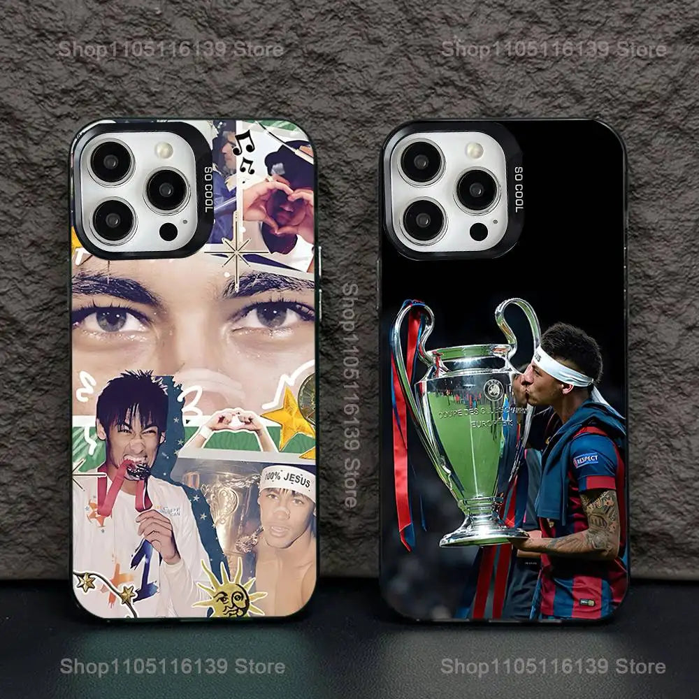 Football 10 For N-NeYmAr Phone Case For iPhone 16,15,14,13,12,11,Pro,XS,Max,Plus,Mini,SE Black Candy Matte Shockproof Cover