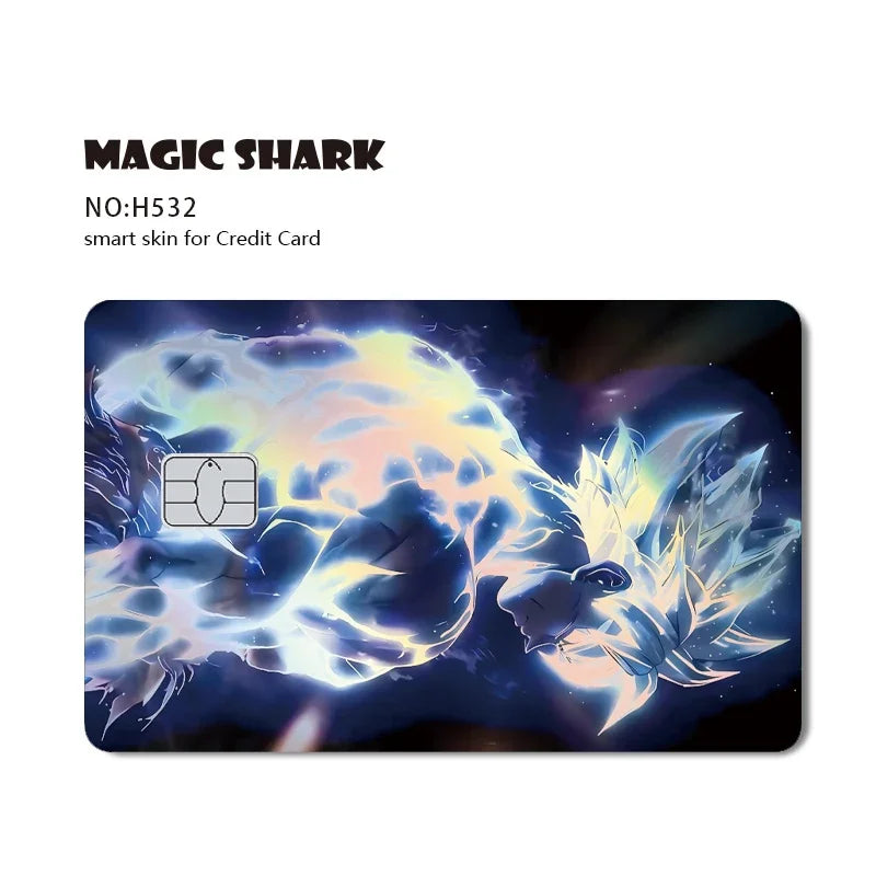 Magic Shark Anime Goku Vegeta Trunks Laser Holographic Shinny Skin Cover Sticker Film for Debit Credit Card