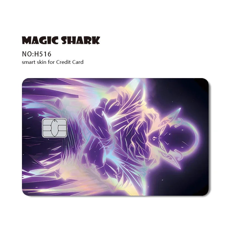 Magic Shark Anime Goku Vegeta Trunks Laser Holographic Shinny Skin Cover Sticker Film for Debit Credit Card