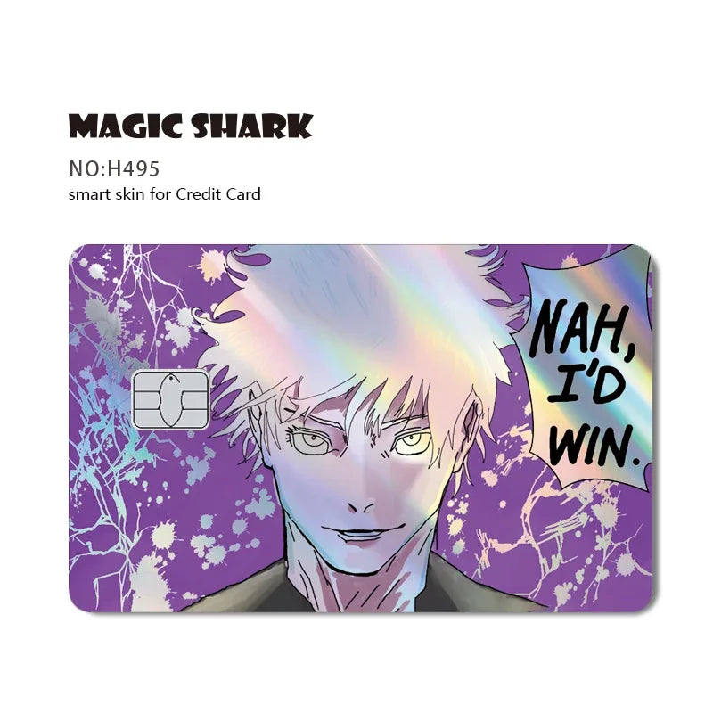 100% New Anime Jujutsu Kaisens Gojo Holographic Laser Shinny Front Credit Debit Bank Card Sticker Film Skin Cover
