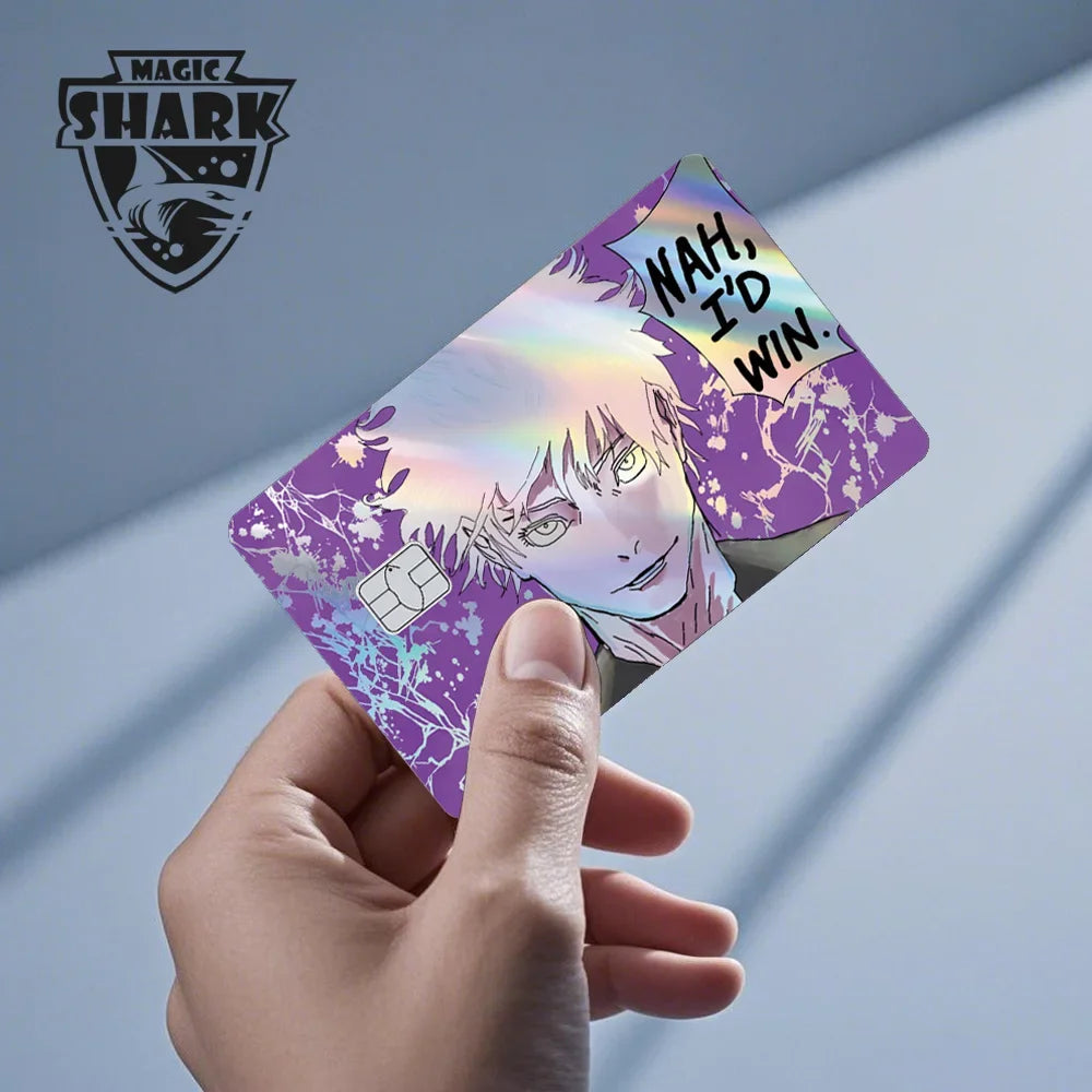 100% New Anime Jujutsu Kaisens Gojo Holographic Laser Shinny Front Credit Debit Bank Card Sticker Film Skin Cover