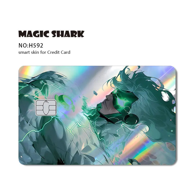 Magic Shark Heros Bat-mans Super-mans Knight Holographic Shinny Film Sticker Cover Skin for Debit Credit Card