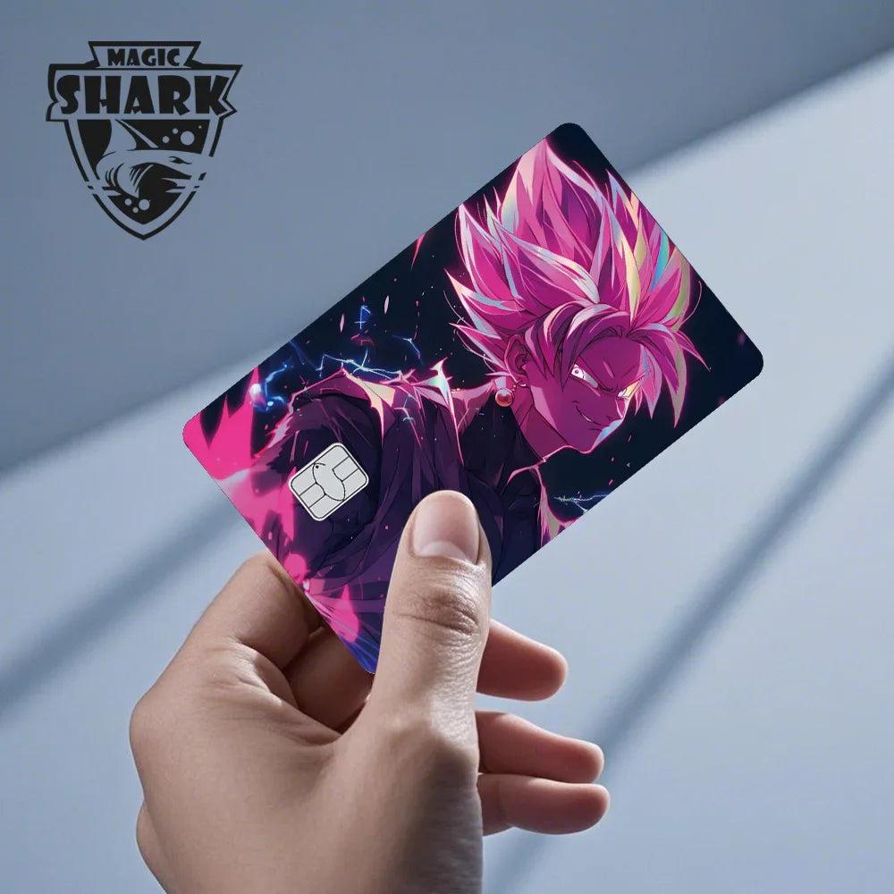 Magic Shark Anime Goku Vegeta Trunks Laser Holographic Shinny Skin Cover Sticker Film for Debit Credit Card