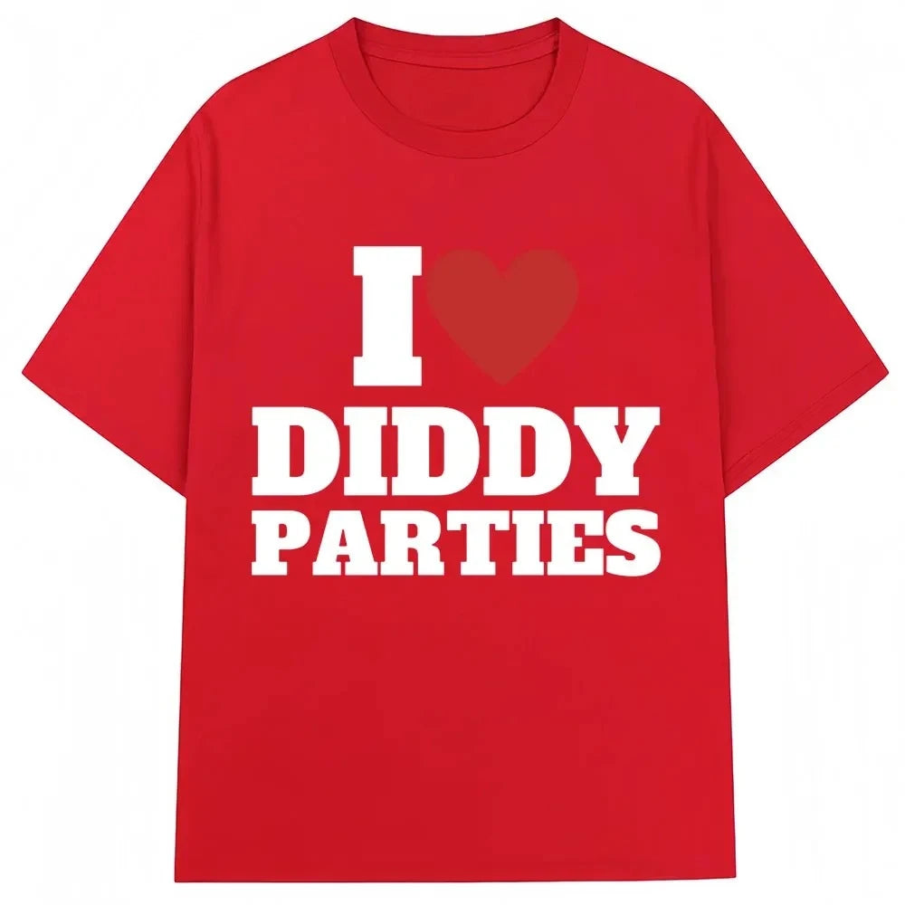 Camiseta con estampados interesantes de I love Diddy parties novedad crea camiseta de manga de moda femenina