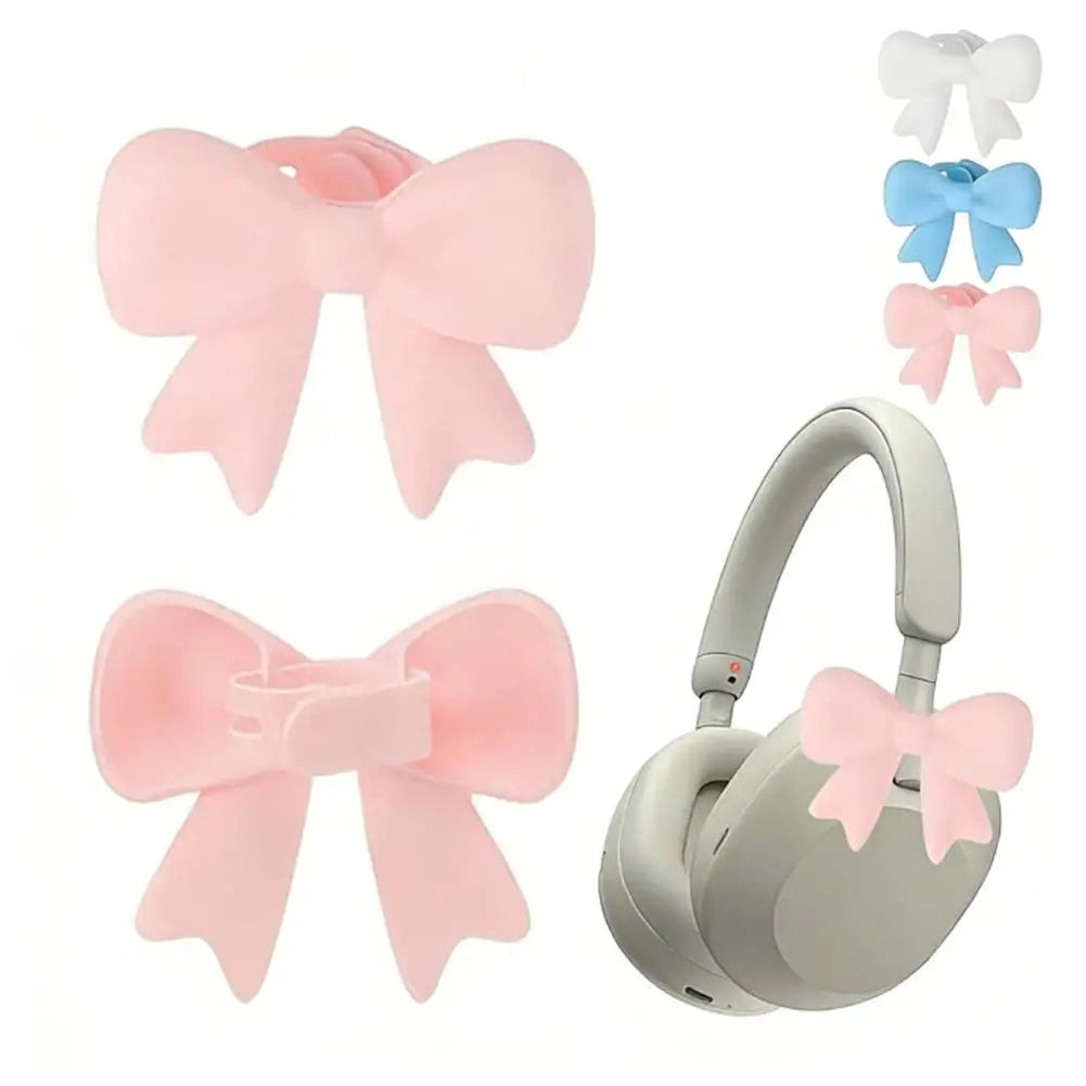 1pair 3D Cute Bow Headphone Decor Bow Earphone Protect Accessories Universal Over Ear Decoration for Styling Photo Shoot Tools