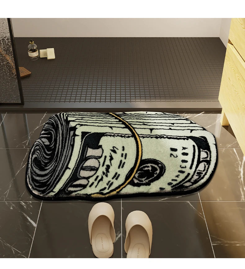 Money Creative Carpet Cozy Soft Bedroom Carpets Y2K Bedside Rugs Living Room US dollar Rug Bathroom Door Mat Dry Absorbent Mats