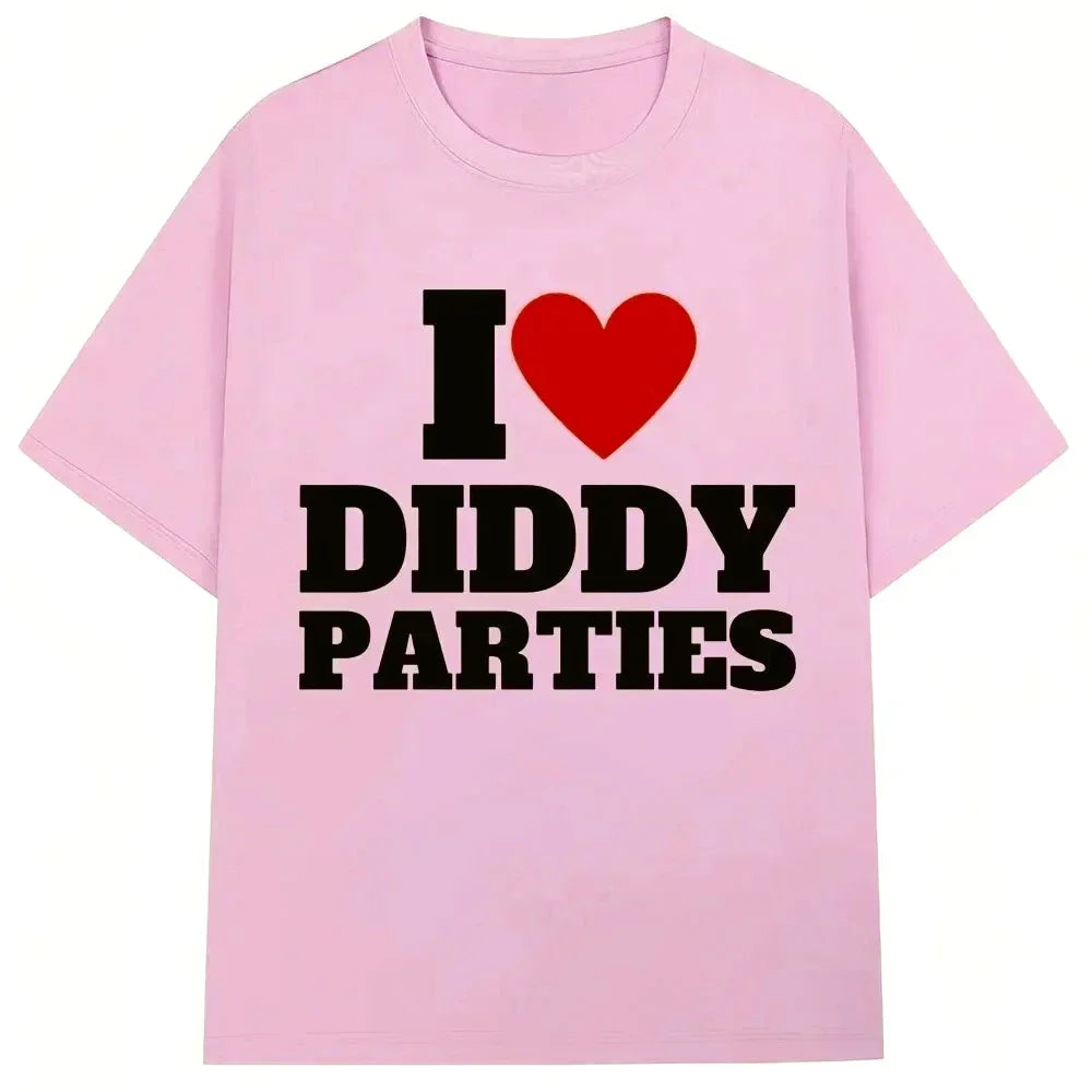 Camiseta con estampados interesantes de I love Diddy parties novedad crea camiseta de manga de moda femenina