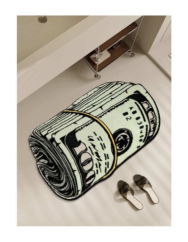 Money Creative Carpet Cozy Soft Bedroom Carpets Y2K Bedside Rugs Living Room US dollar Rug Bathroom Door Mat Dry Absorbent Mats
