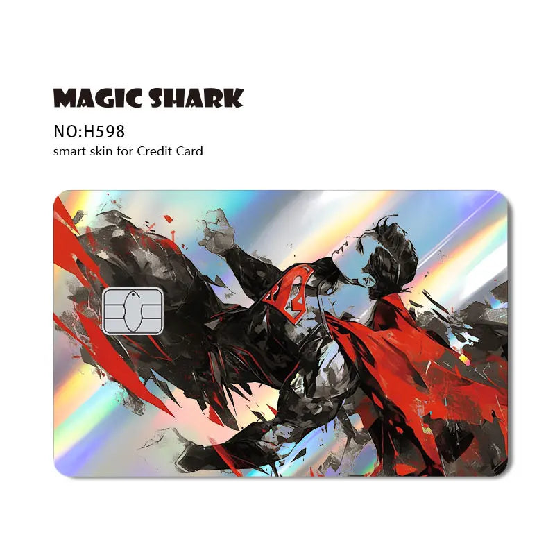 Magic Shark Heros Bat-mans Super-mans Knight Holographic Shinny Film Sticker Cover Skin for Debit Credit Card