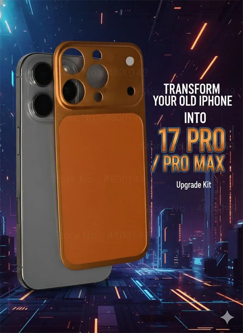 Change To 17Pro Max Metal Back Plate Screen Protector for IPhone 16 15 14 13 Pro Max 16Pro 15Pro Film Converter Sticker Cover