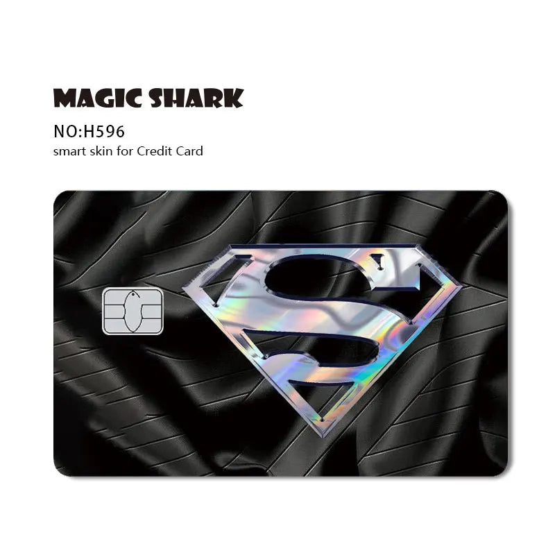 Magic Shark Heros Bat-mans Super-mans Knight Holographic Shinny Film Sticker Cover Skin for Debit Credit Card