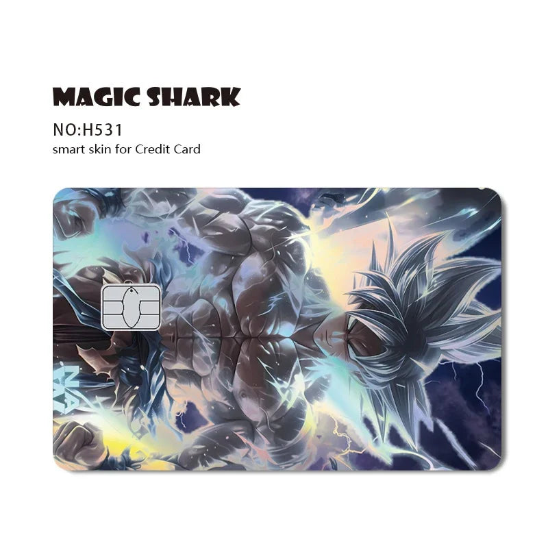 Magic Shark Anime Goku Vegeta Trunks Laser Holographic Shinny Skin Cover Sticker Film for Debit Credit Card