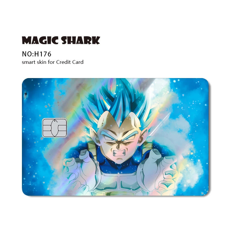 Magic Shark Goku Vegeta Cool Shinny Holographic Laser Credit Debit Card Sticker Film Front Skin Cover
