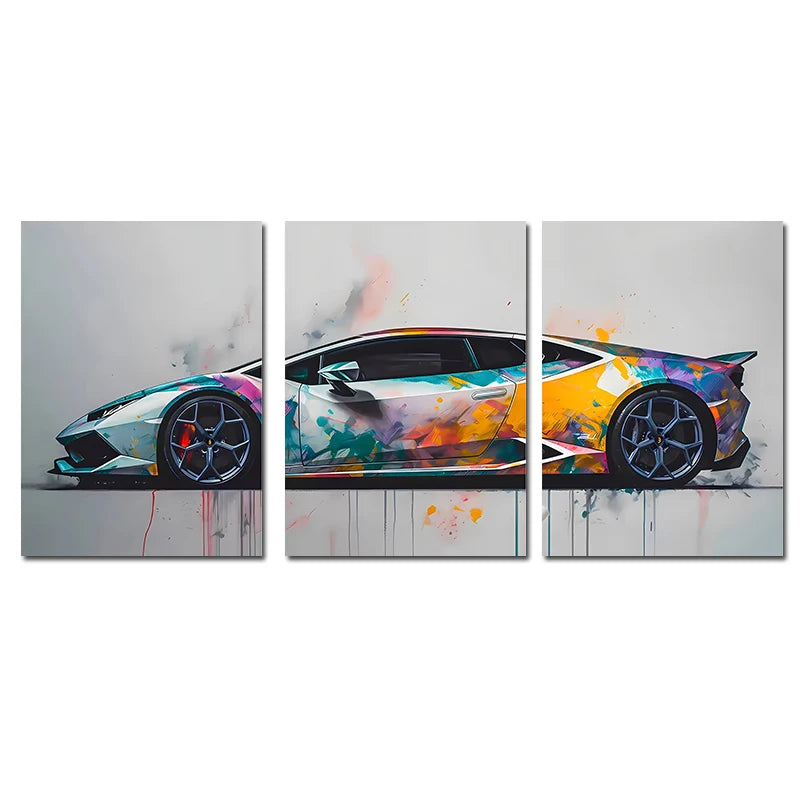 3Pcs Supercar Posters Sports Cars Print Famous Cars Canvas Painting Car Wall Art for Boys Room Home Decoration Birtday Gift