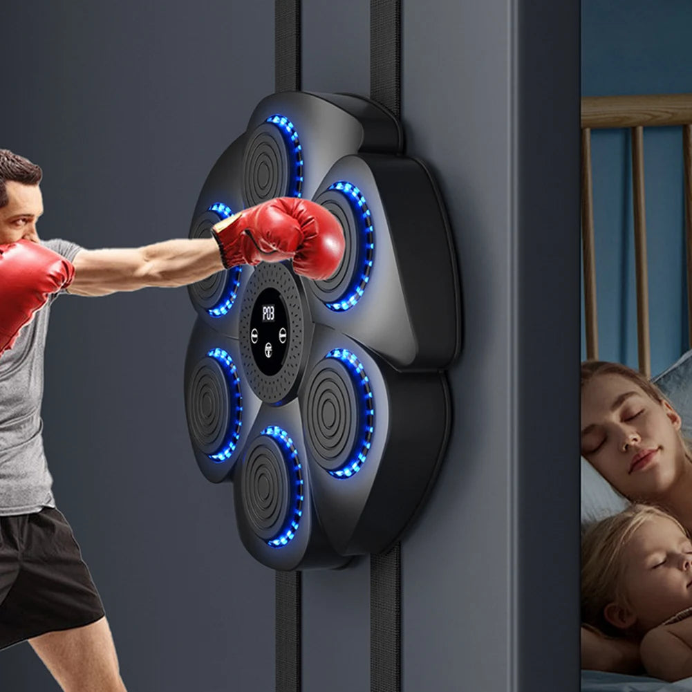 Bluetooth Music Boxing Machine RGB Light Smart Fitness Boxing Bag Muay Thai Sandbag Training Punching Equipment for Kids Adults