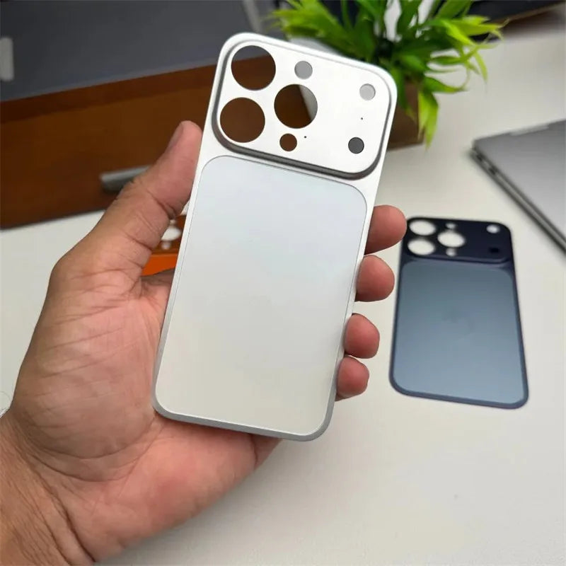 Change To 17Pro Max Metal Back Plate Screen Protector for IPhone 16 15 14 13 Pro Max 16Pro 15Pro Film Converter Sticker Cover
