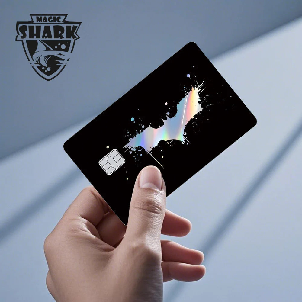 Magic Shark Heros Bat-mans Super-mans Knight Holographic Shinny Film Sticker Cover Skin for Debit Credit Card