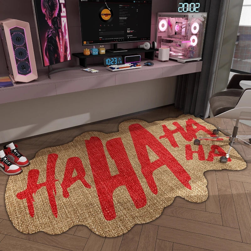 Haha Rugs for Bedroom Irregular Shapes Floor Mat Anti-slip Lounge Rug