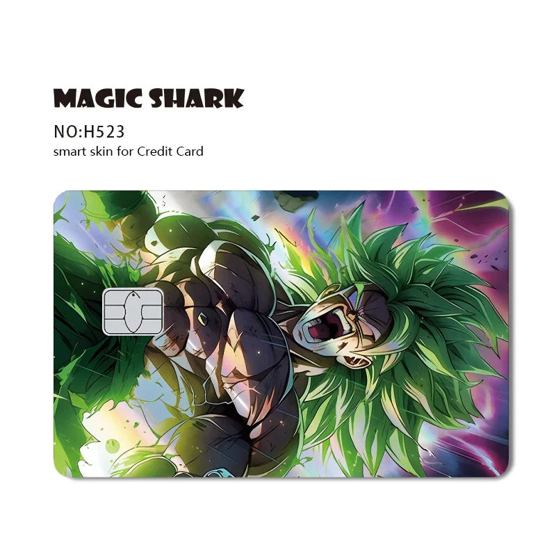 Magic Shark Anime Goku Vegeta Trunks Laser Holographic Shinny Skin Cover Sticker Film for Debit Credit Card