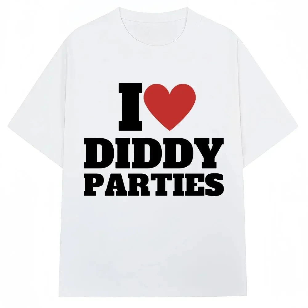 Camiseta con estampados interesantes de I love Diddy parties novedad crea camiseta de manga de moda femenina